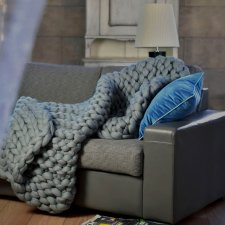 Grob Gestrickte Decke Grey Pearl
