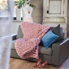 Grob Gestrickte Decke Rose Quartz